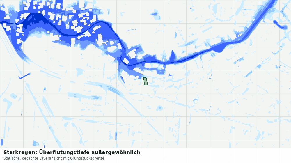 Statische Kartenansicht: Starkregen: Überflutungstiefe außergewöhnlich