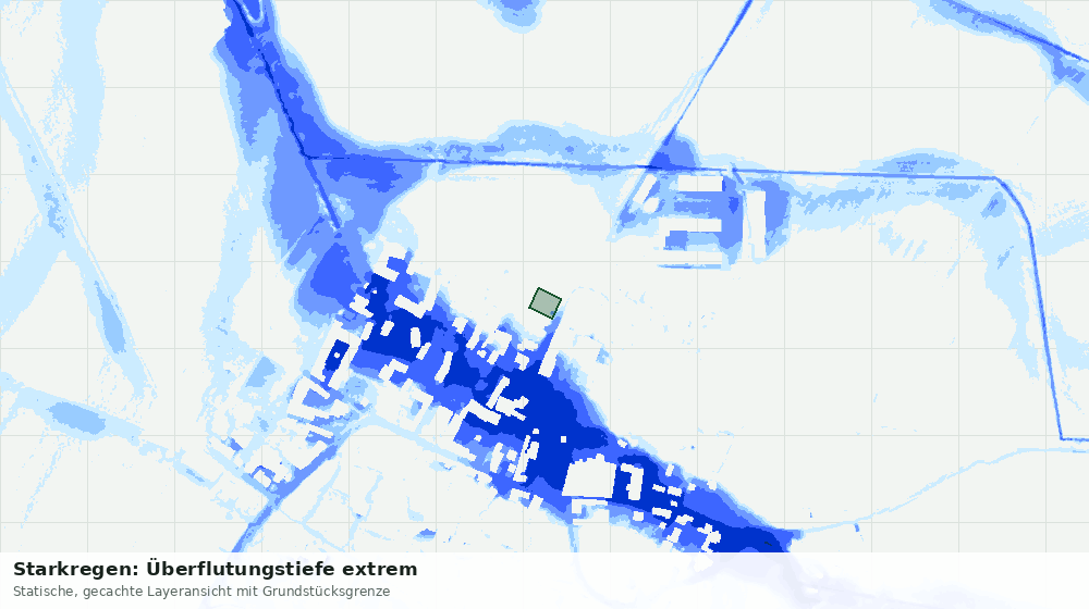Statische Kartenansicht: Starkregen: Überflutungstiefe extrem