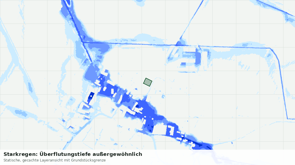 Statische Kartenansicht: Starkregen: Überflutungstiefe außergewöhnlich