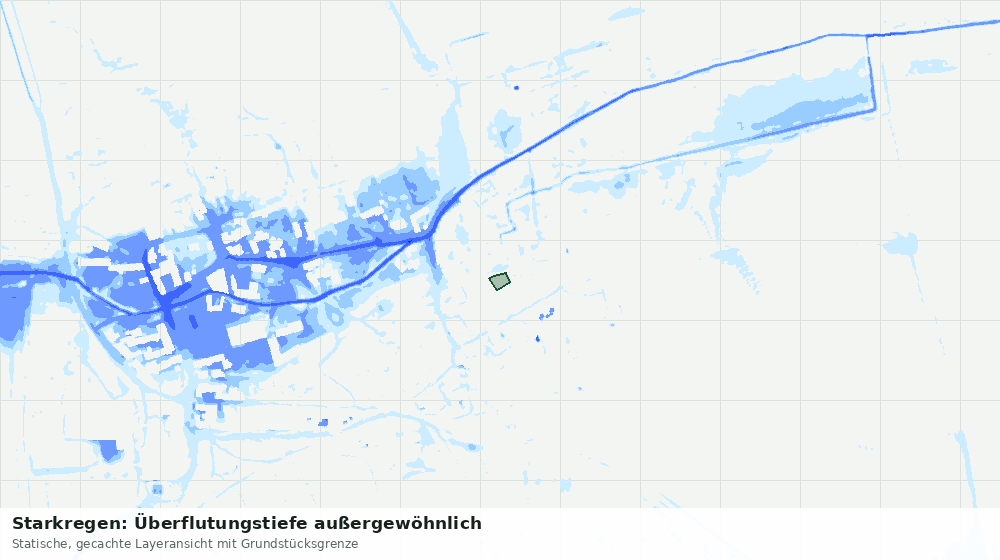 Statische Kartenansicht: Starkregen: Überflutungstiefe außergewöhnlich