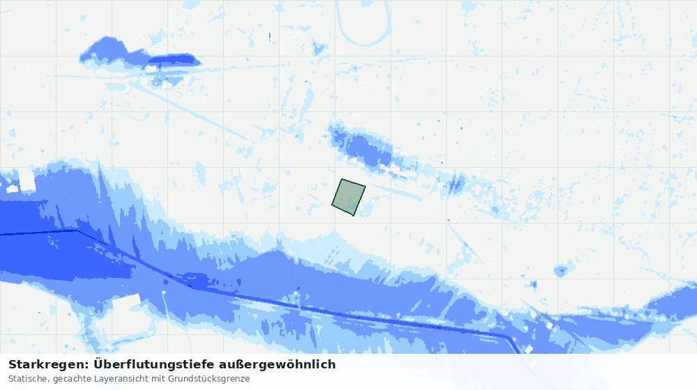 Statische Kartenansicht: Starkregen: Überflutungstiefe außergewöhnlich