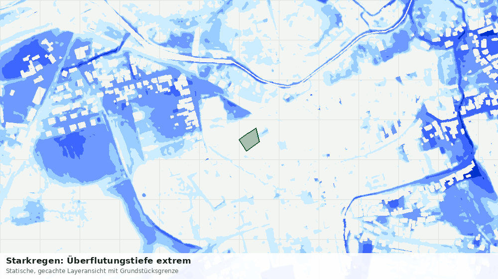 Statische Kartenansicht: Starkregen: Überflutungstiefe extrem