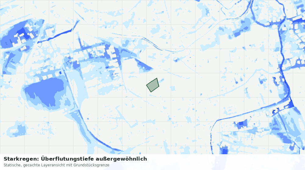 Statische Kartenansicht: Starkregen: Überflutungstiefe außergewöhnlich