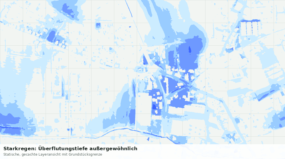 Statische Kartenansicht: Starkregen: Überflutungstiefe außergewöhnlich