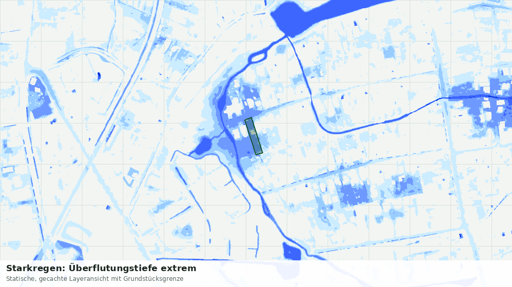 Statische Kartenansicht: Starkregen: Überflutungstiefe extrem