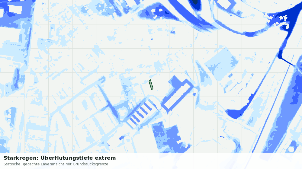 Statische Kartenansicht: Starkregen: Überflutungstiefe extrem
