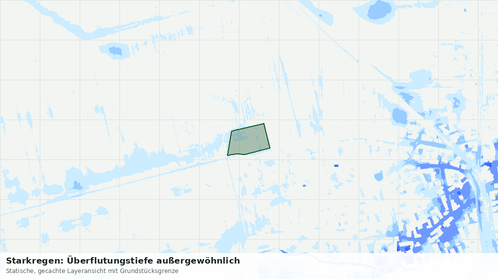 Statische Kartenansicht: Starkregen: Überflutungstiefe außergewöhnlich