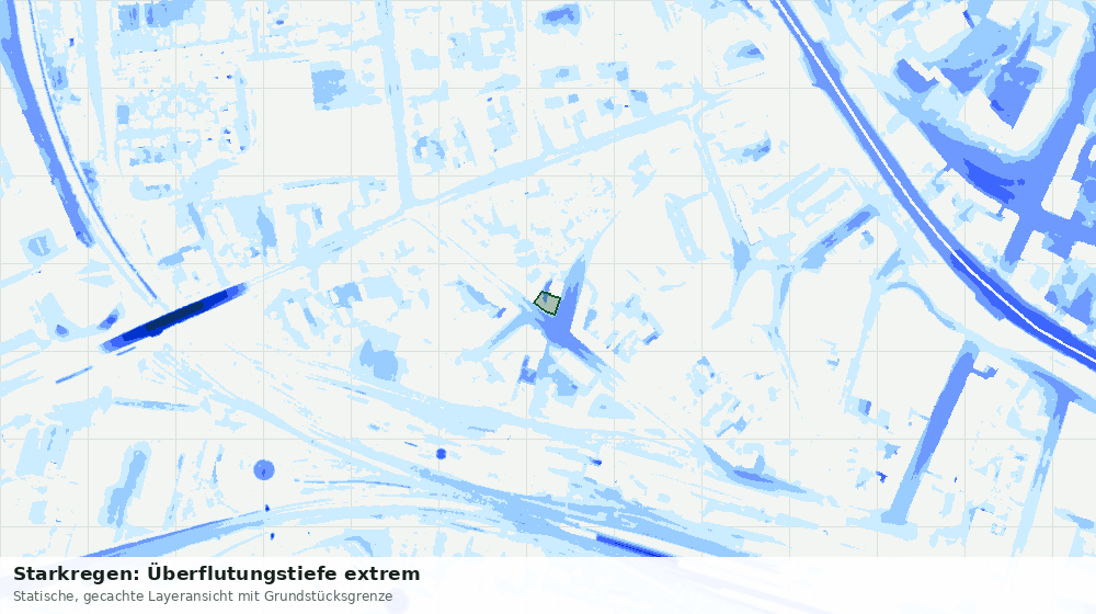 Statische Kartenansicht: Starkregen: Überflutungstiefe extrem