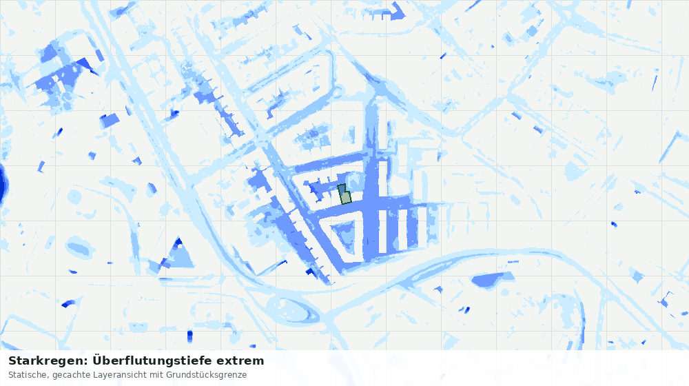 Statische Kartenansicht: Starkregen: Überflutungstiefe extrem