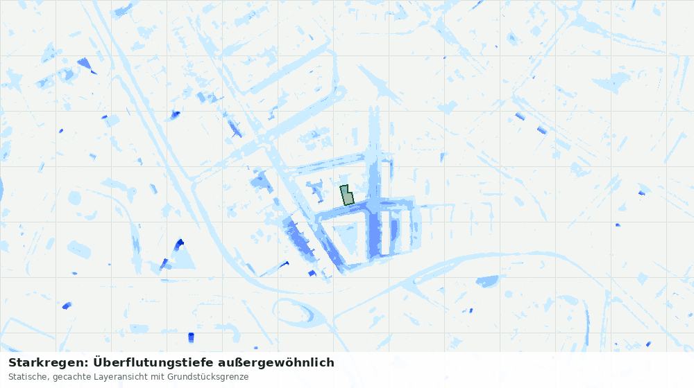 Statische Kartenansicht: Starkregen: Überflutungstiefe außergewöhnlich