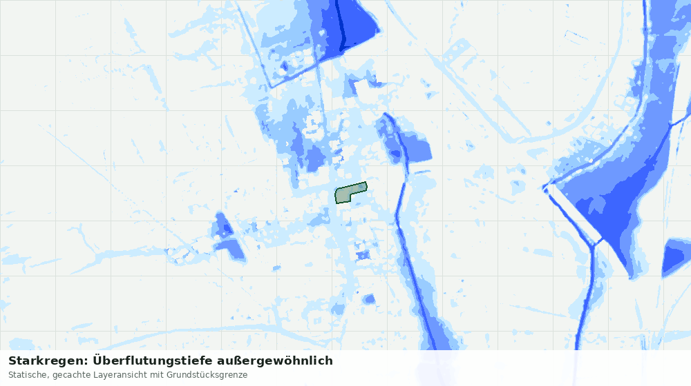 Statische Kartenansicht: Starkregen: Überflutungstiefe außergewöhnlich