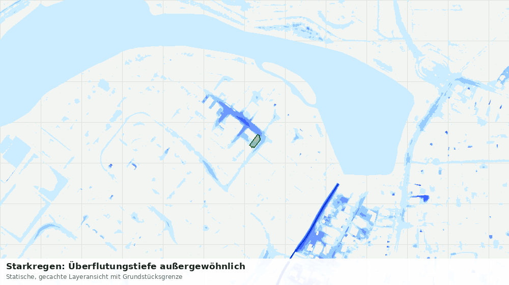 Statische Kartenansicht: Starkregen: Überflutungstiefe außergewöhnlich