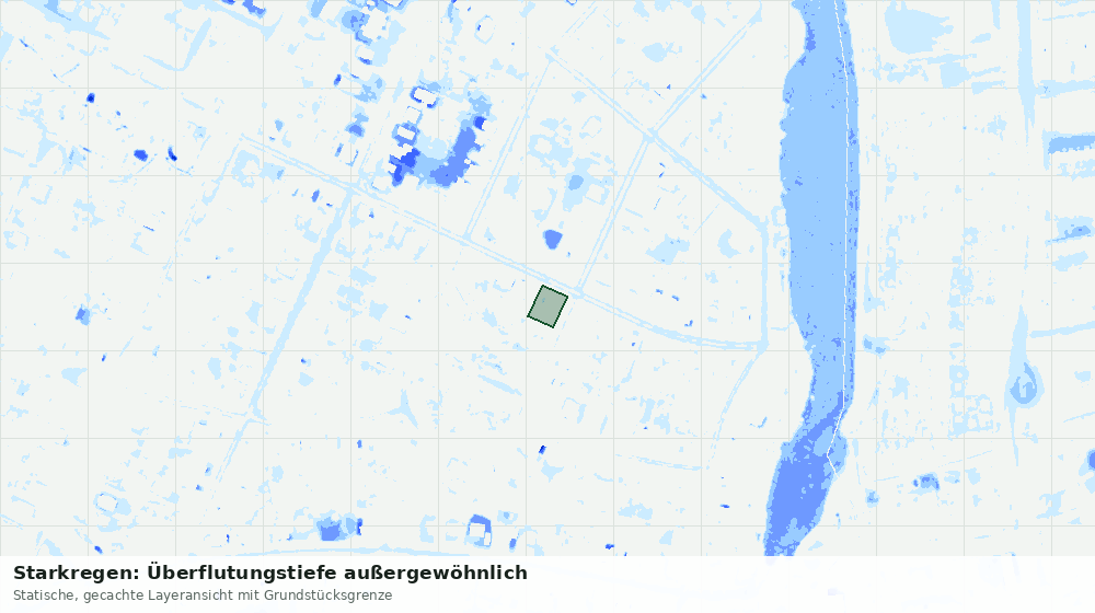 Statische Kartenansicht: Starkregen: Überflutungstiefe außergewöhnlich