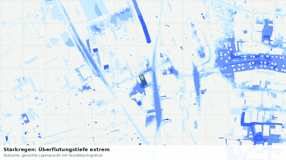 Statische Kartenansicht: Starkregen: Überflutungstiefe extrem