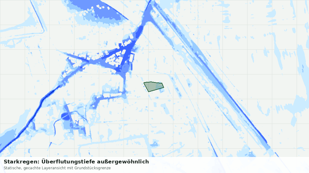 Statische Kartenansicht: Starkregen: Überflutungstiefe außergewöhnlich