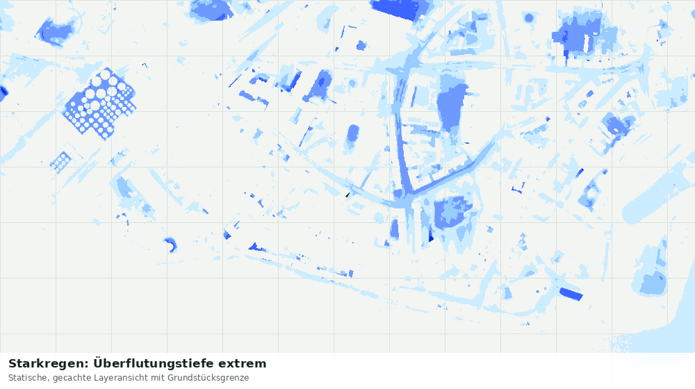 Statische Kartenansicht: Starkregen: Überflutungstiefe extrem