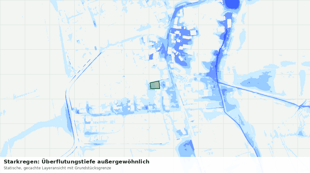 Statische Kartenansicht: Starkregen: Überflutungstiefe außergewöhnlich