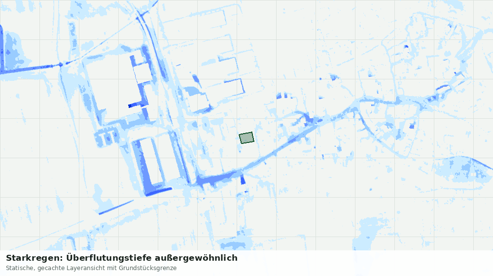 Statische Kartenansicht: Starkregen: Überflutungstiefe außergewöhnlich