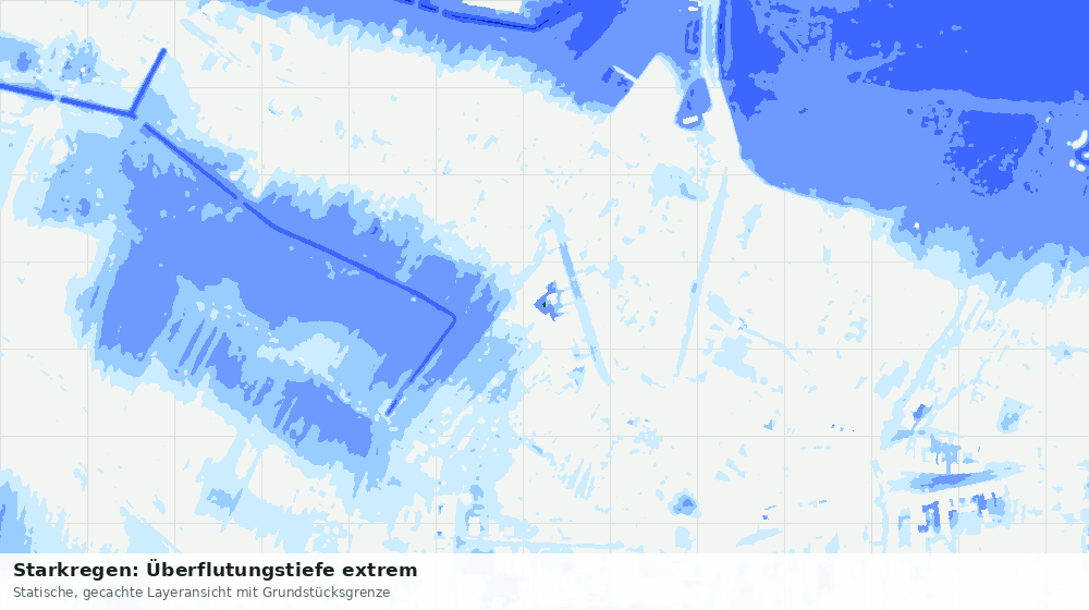 Statische Kartenansicht: Starkregen: Überflutungstiefe extrem