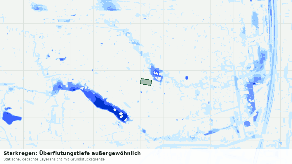 Statische Kartenansicht: Starkregen: Überflutungstiefe außergewöhnlich