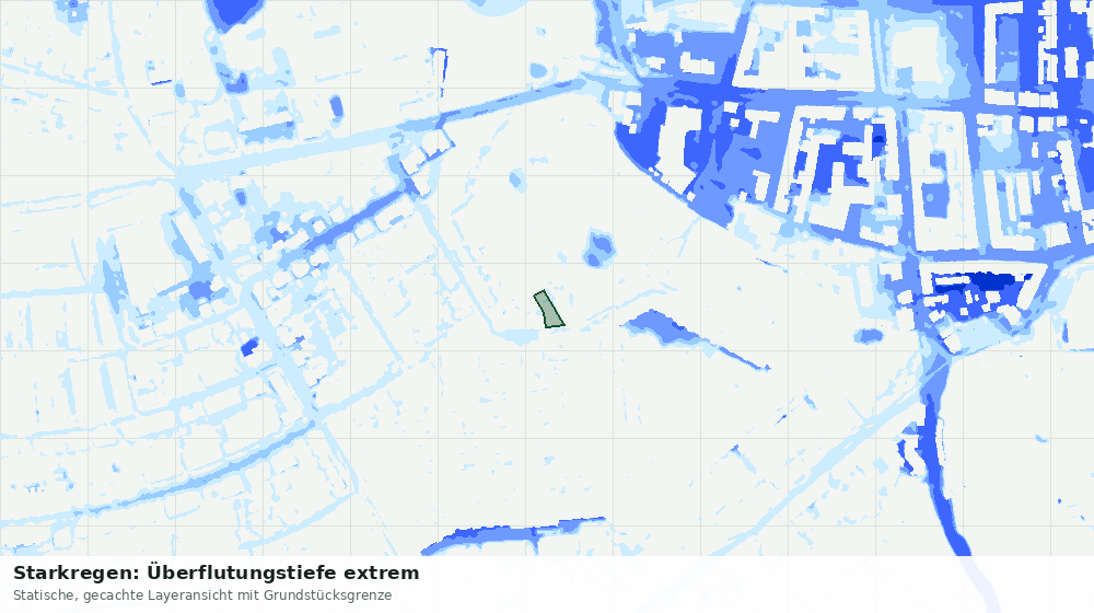 Statische Kartenansicht: Starkregen: Überflutungstiefe extrem