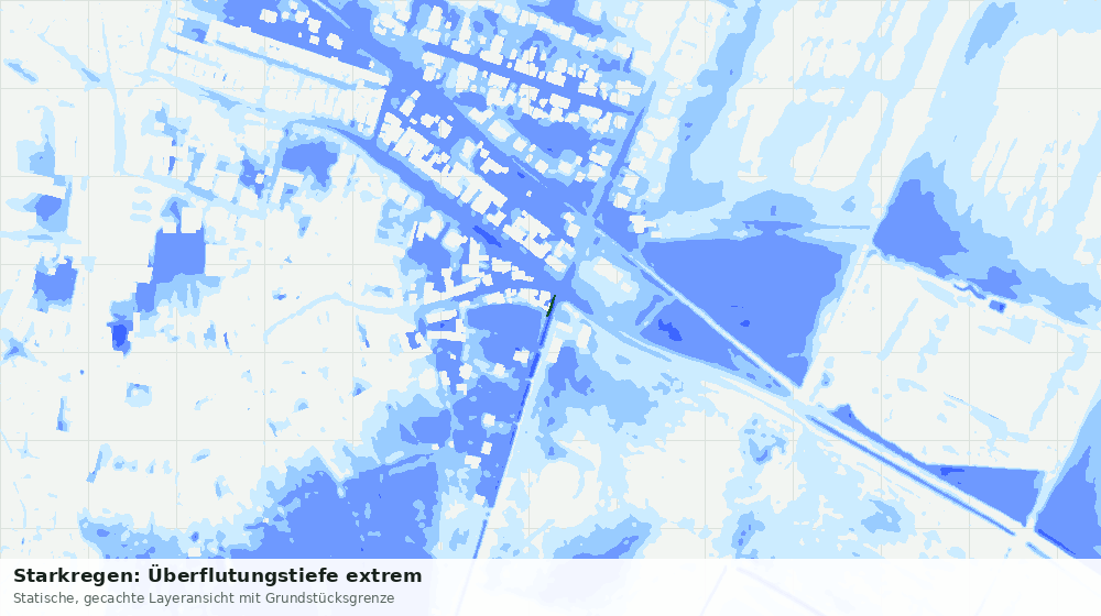 Statische Kartenansicht: Starkregen: Überflutungstiefe extrem