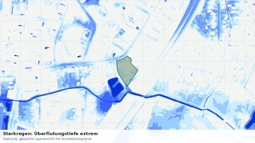 Statische Kartenansicht: Starkregen: Überflutungstiefe extrem