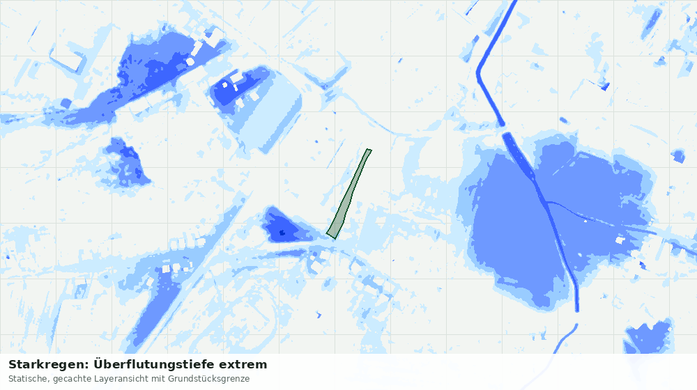 Statische Kartenansicht: Starkregen: Überflutungstiefe extrem