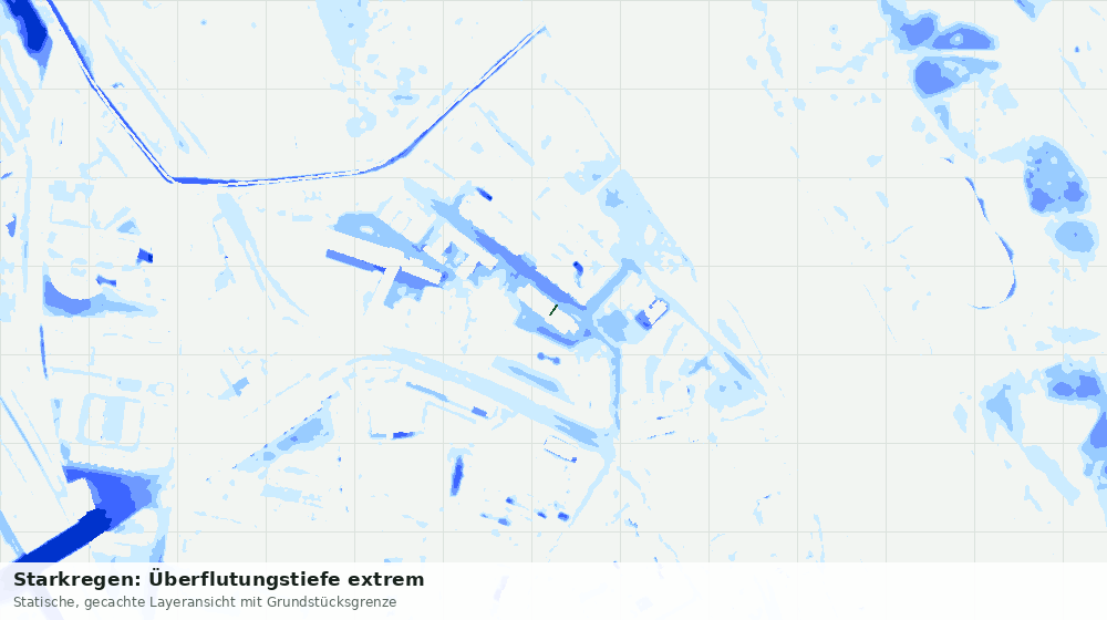 Statische Kartenansicht: Starkregen: Überflutungstiefe extrem
