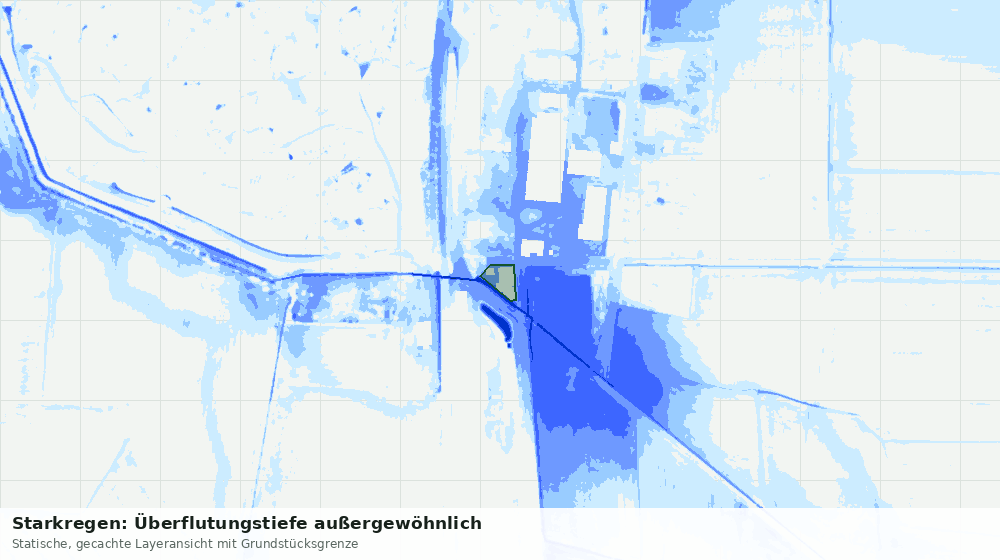 Statische Kartenansicht: Starkregen: Überflutungstiefe außergewöhnlich