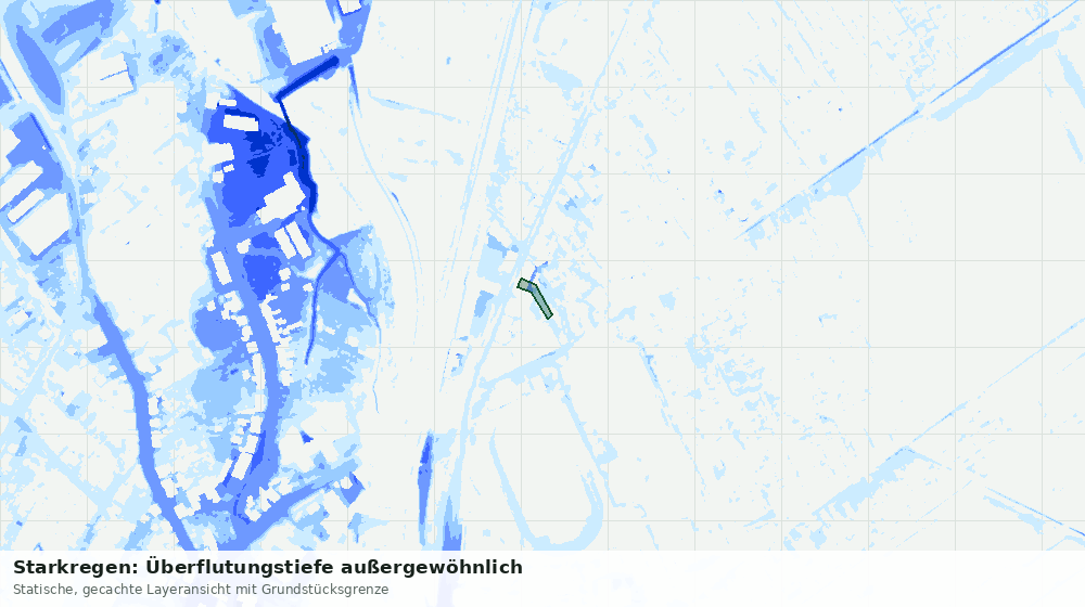 Statische Kartenansicht: Starkregen: Überflutungstiefe außergewöhnlich
