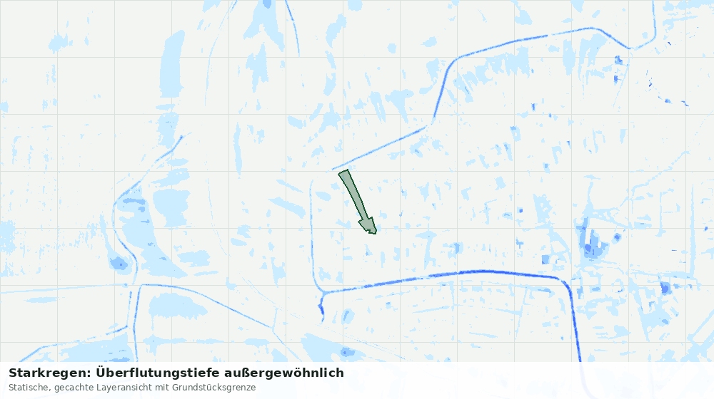 Statische Kartenansicht: Starkregen: Überflutungstiefe außergewöhnlich
