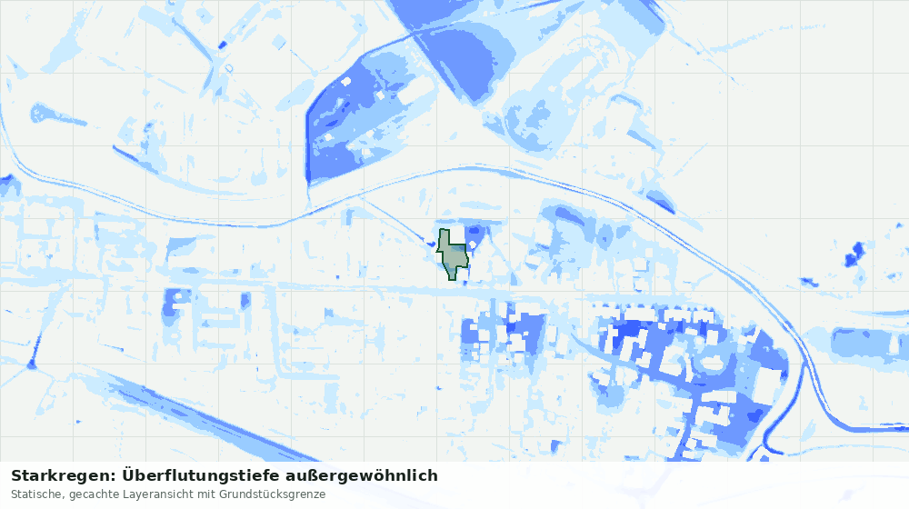 Statische Kartenansicht: Starkregen: Überflutungstiefe außergewöhnlich