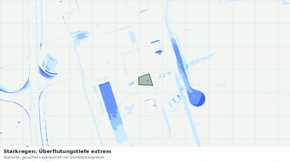Statische Kartenansicht: Starkregen: Überflutungstiefe extrem