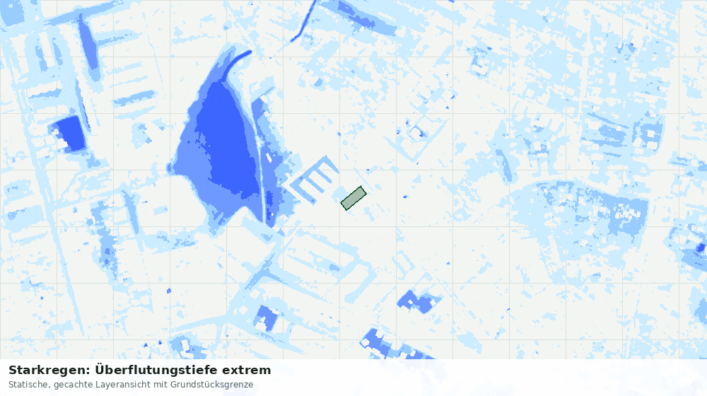 Statische Kartenansicht: Starkregen: Überflutungstiefe extrem