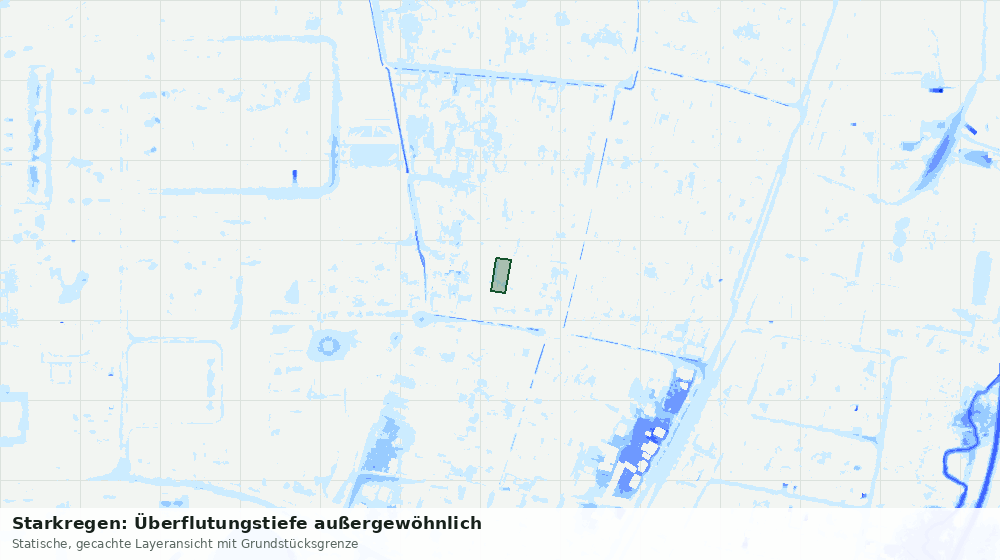 Statische Kartenansicht: Starkregen: Überflutungstiefe außergewöhnlich