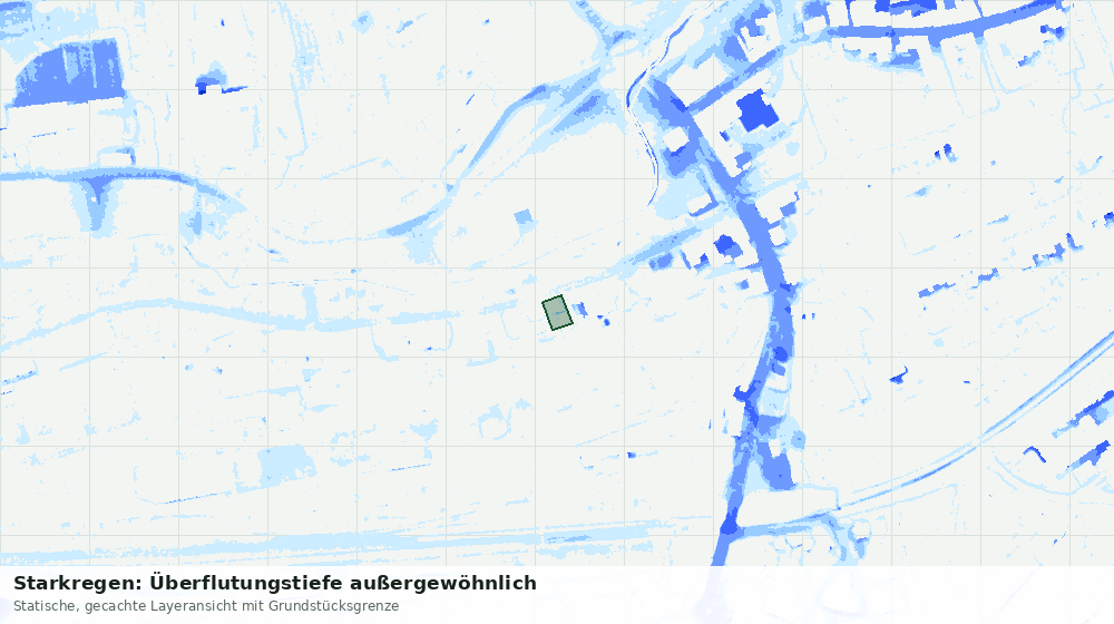 Statische Kartenansicht: Starkregen: Überflutungstiefe außergewöhnlich