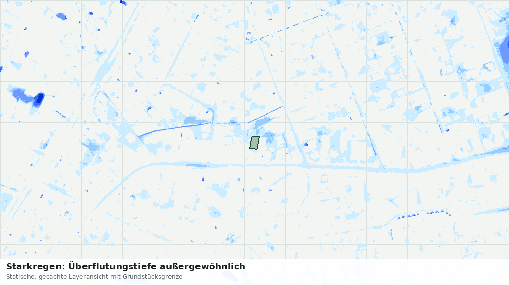 Statische Kartenansicht: Starkregen: Überflutungstiefe außergewöhnlich