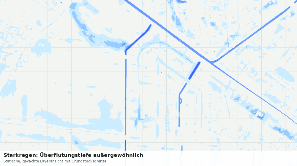 Statische Kartenansicht: Starkregen: Überflutungstiefe außergewöhnlich