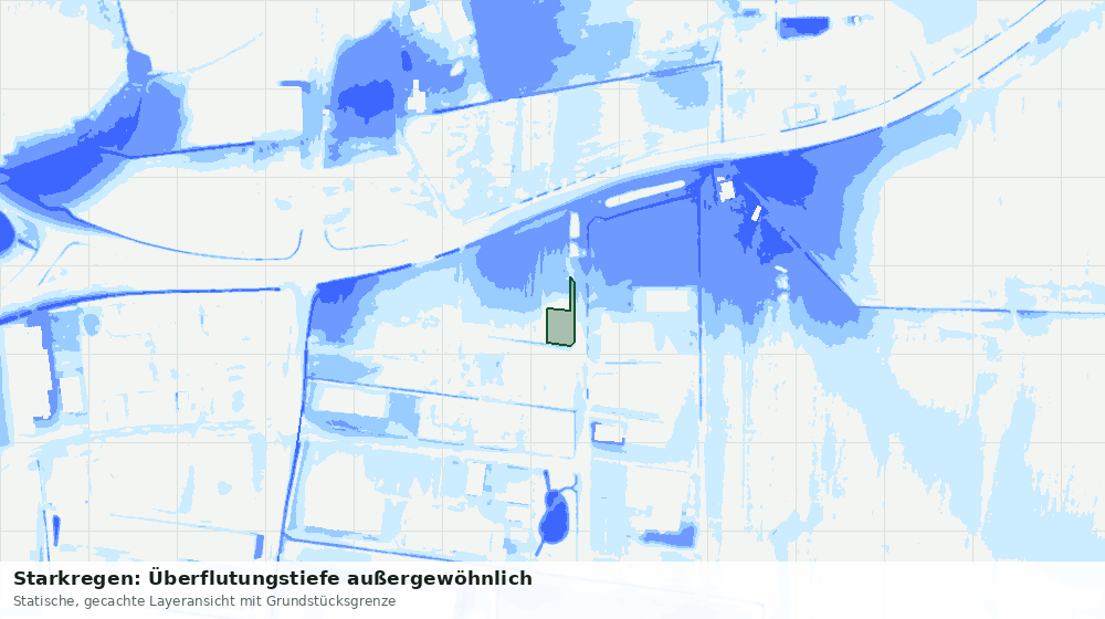 Statische Kartenansicht: Starkregen: Überflutungstiefe außergewöhnlich