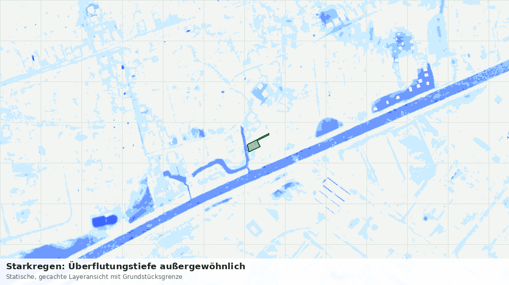Statische Kartenansicht: Starkregen: Überflutungstiefe außergewöhnlich