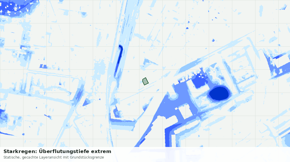 Statische Kartenansicht: Starkregen: Überflutungstiefe extrem