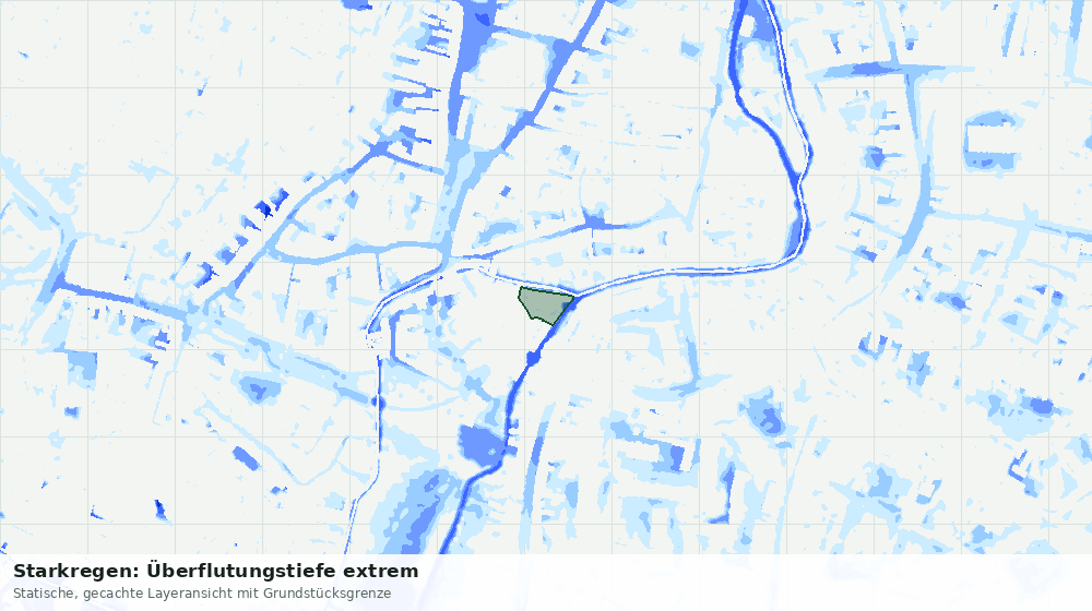 Statische Kartenansicht: Starkregen: Überflutungstiefe extrem
