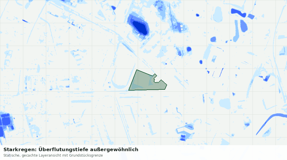 Statische Kartenansicht: Starkregen: Überflutungstiefe außergewöhnlich