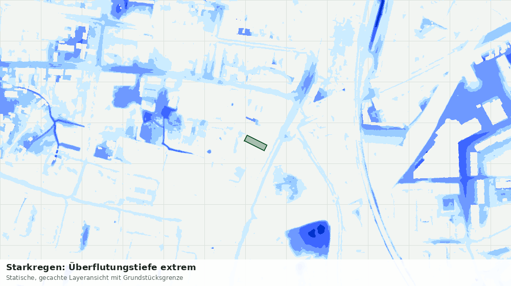 Statische Kartenansicht: Starkregen: Überflutungstiefe extrem