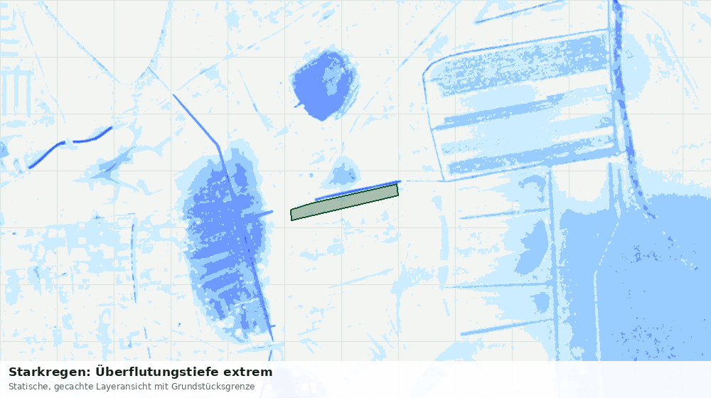 Statische Kartenansicht: Starkregen: Überflutungstiefe extrem