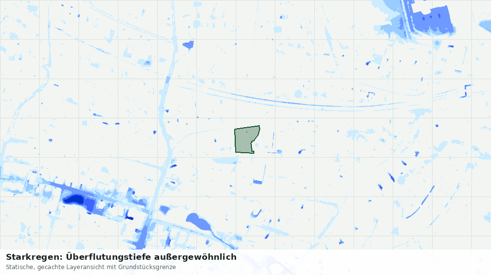Statische Kartenansicht: Starkregen: Überflutungstiefe außergewöhnlich