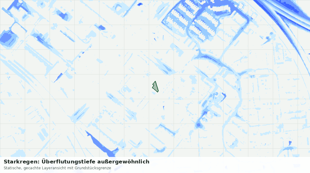 Statische Kartenansicht: Starkregen: Überflutungstiefe außergewöhnlich