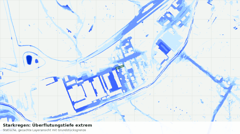 Statische Kartenansicht: Starkregen: Überflutungstiefe extrem