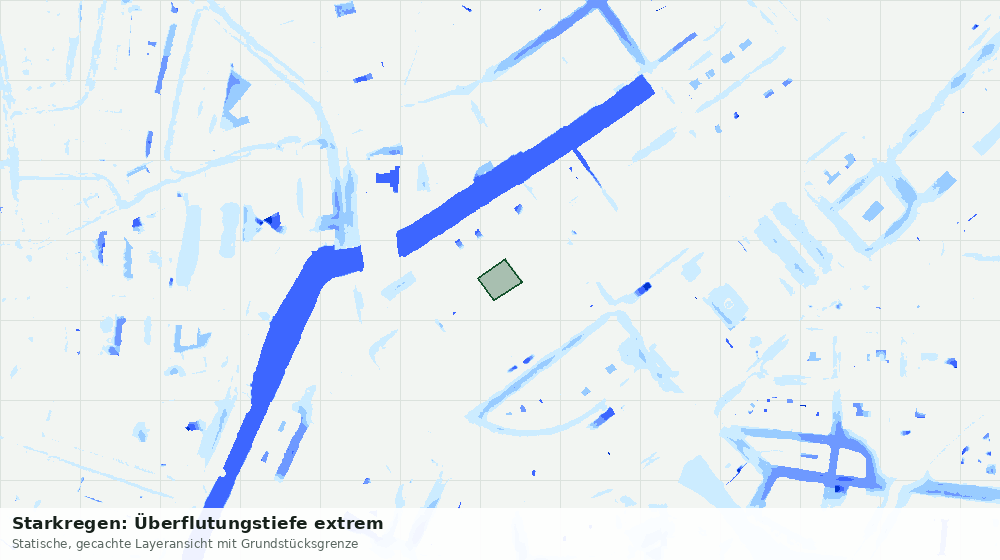 Statische Kartenansicht: Starkregen: Überflutungstiefe extrem